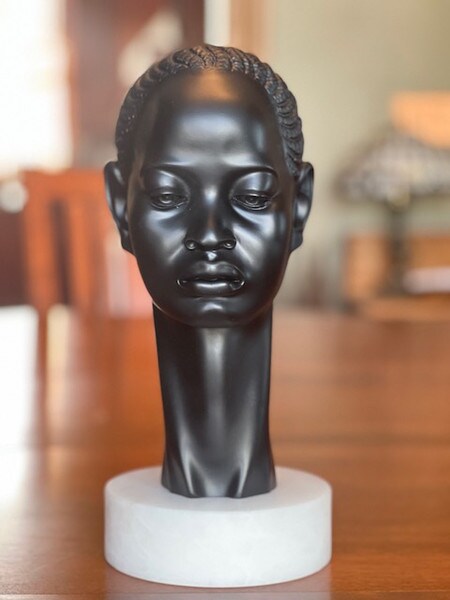 Fine Art African Woman Bust Statue Nubian Negress Queen Female Head